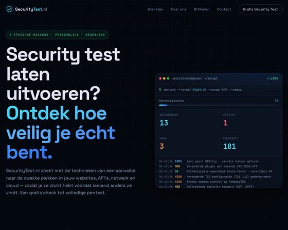 Screenshot van SecurityTest.nl